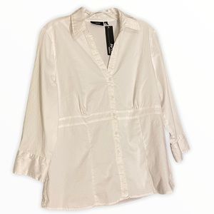 Apt. 9® Structured White  Button-Down Shirt Sz L